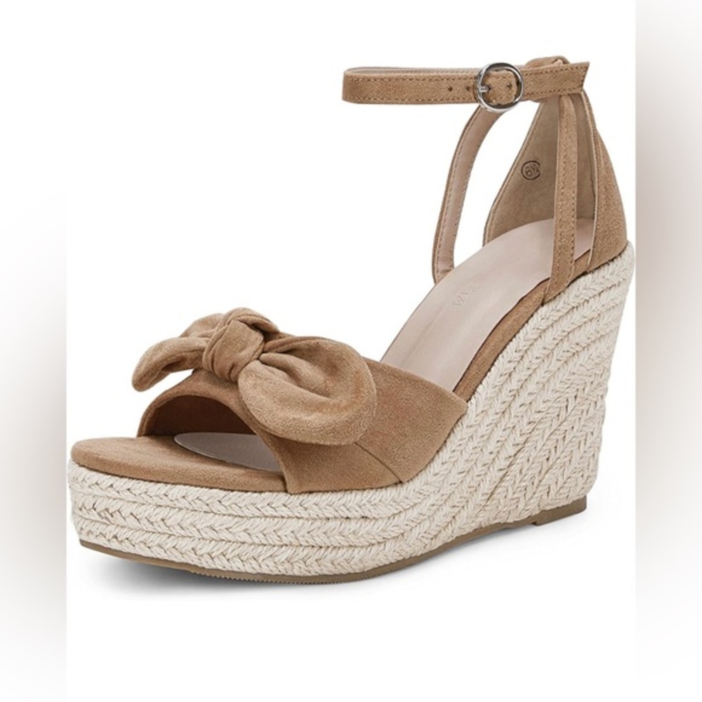 Rilista Womens Wedge Platform Sandals‎ Cute Bowknot OpenToeEspadrille High Heels